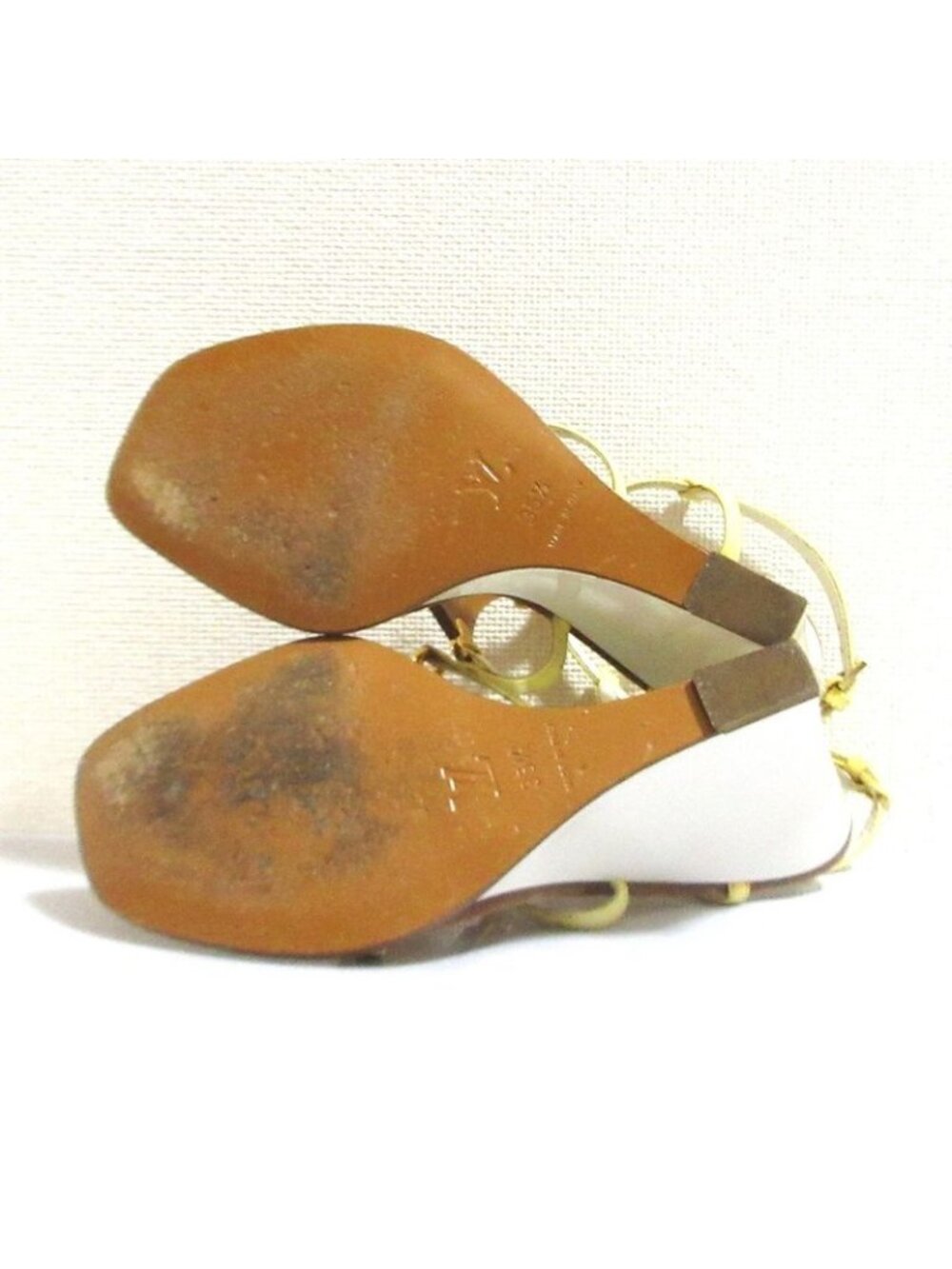 Louis Vuitton Monogram Strap Wedge Sole Sandals 35.5 Brown White - Picture 10 of 15